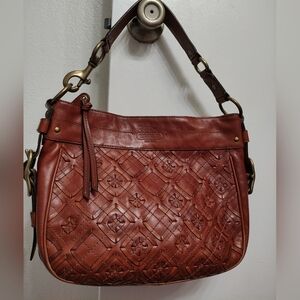 Coach 12738 Zoe Woven Leather Hobo Shoulder Bag